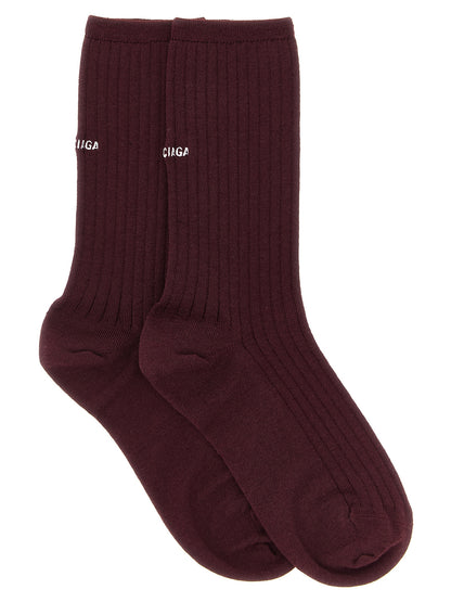 Calcetines De Lana De Balenciaga En Tono Burdeos Intenso
