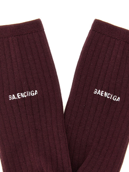 Calcetines De Lana De Balenciaga En Tono Burdeos Intenso