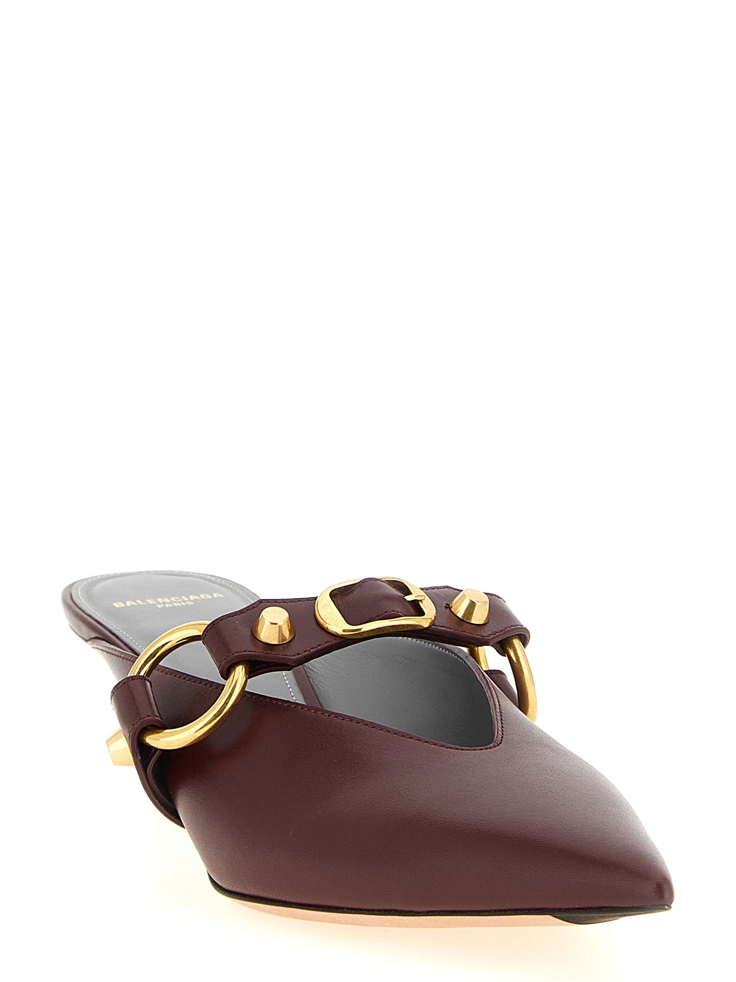 Balenciaga Mules Bordeaux Cuir De Veau Talon Moyen