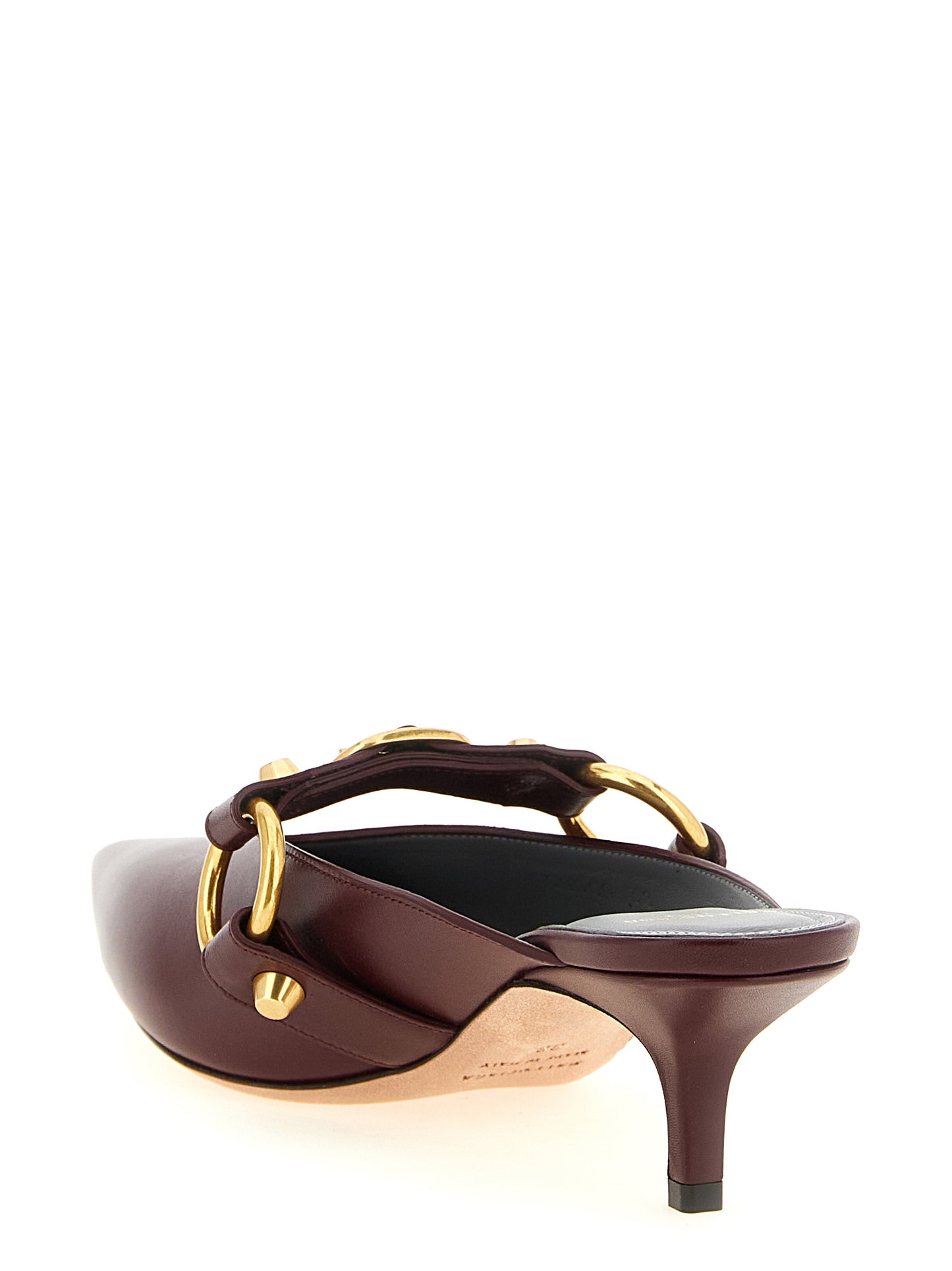 Balenciaga Mules Bordeaux Cuir De Veau Talon Moyen