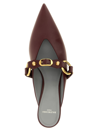 Balenciaga Mules Bordeaux Cuir De Veau Talon Moyen
