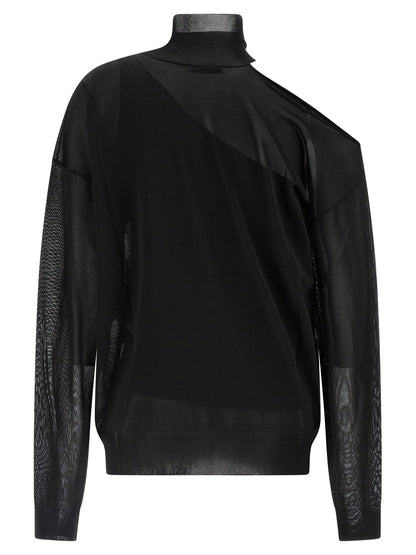 Fendi Black Viscose Cardigan - Asymmetric Details