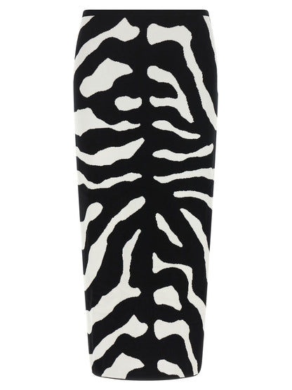 Falda Midi Moschino Bicolor En Viscosa Con Corte