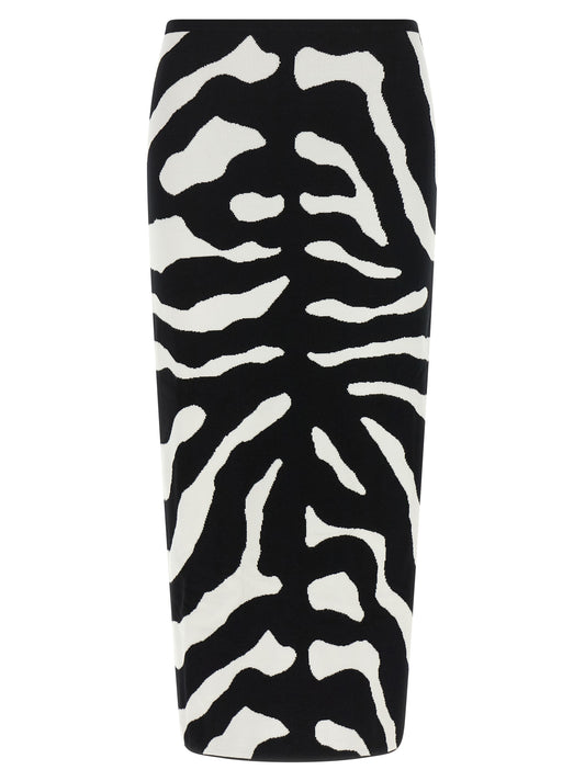 Jupe midi Moschino bicolore en viscose avec coupe