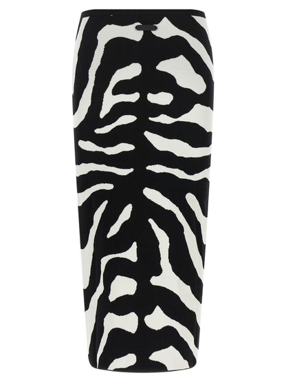 Falda Midi Moschino Bicolor En Viscosa Con Corte