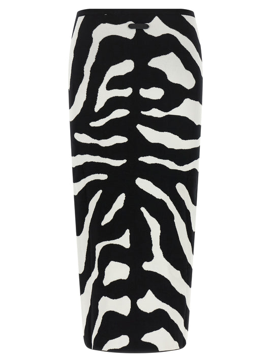 Jupe midi Moschino bicolore en viscose avec coupe