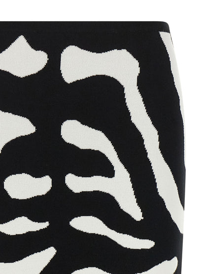 Falda Midi Moschino Bicolor En Viscosa Con Corte