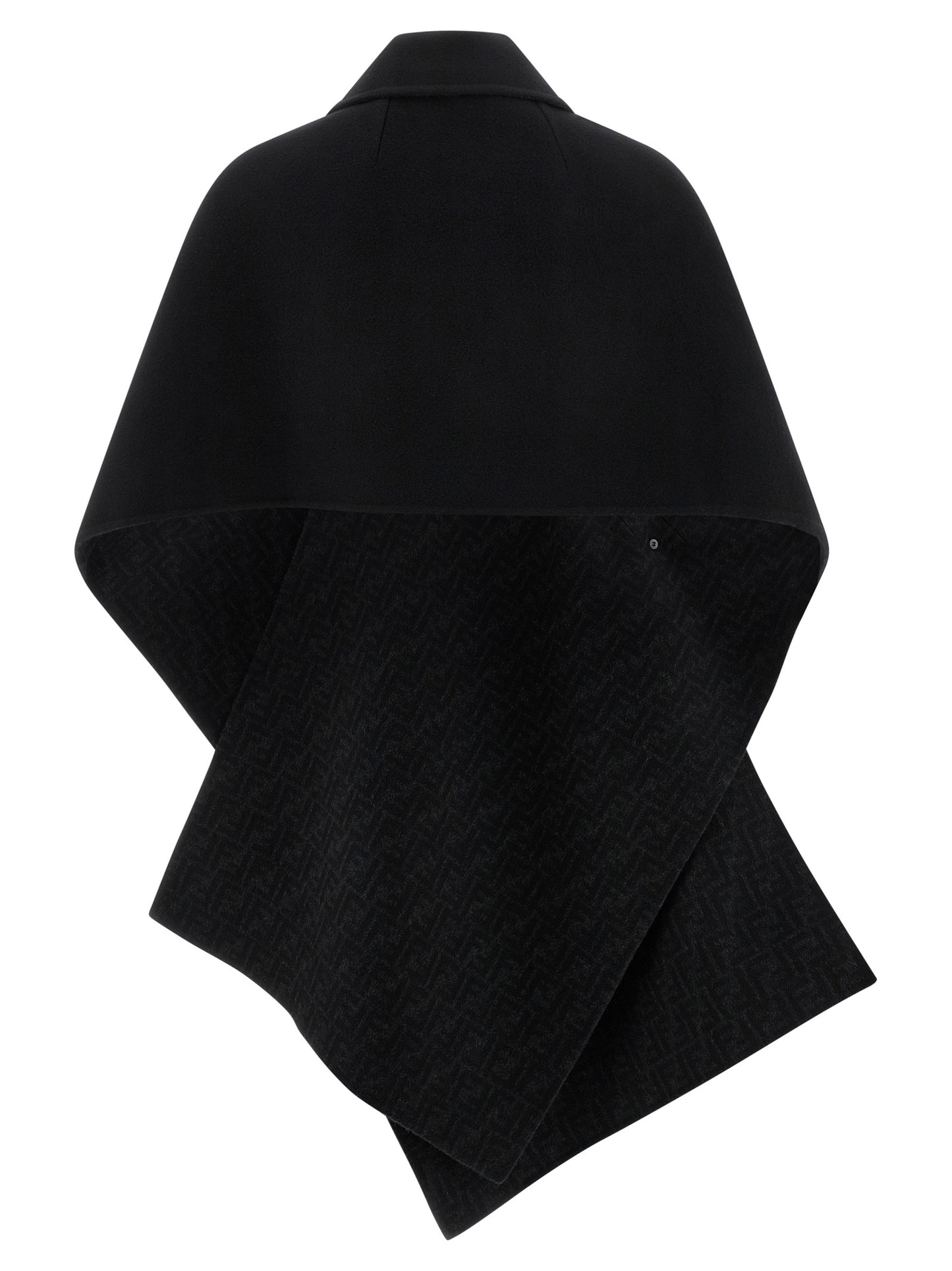 Abrigo Fendi Negro Elaborado En Pura Lana Virgen De Caída Natural