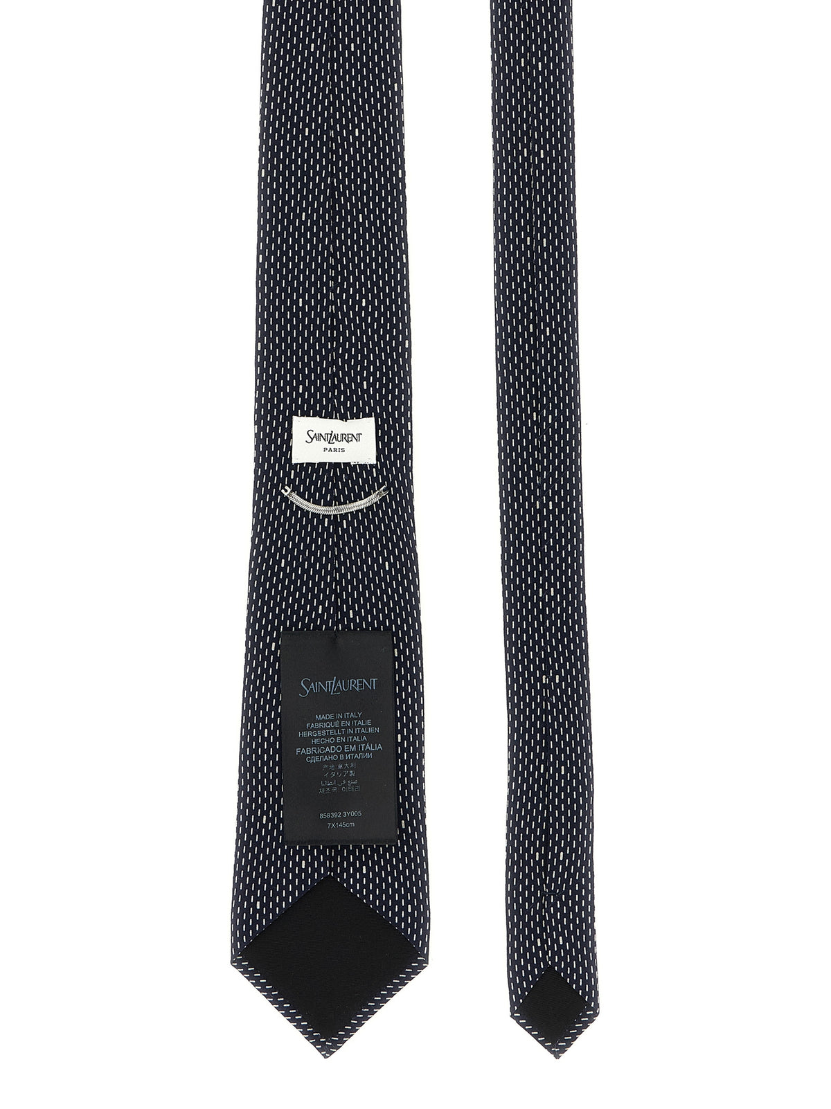 Cravate En Soie Bleue À Pois Saint Laurent