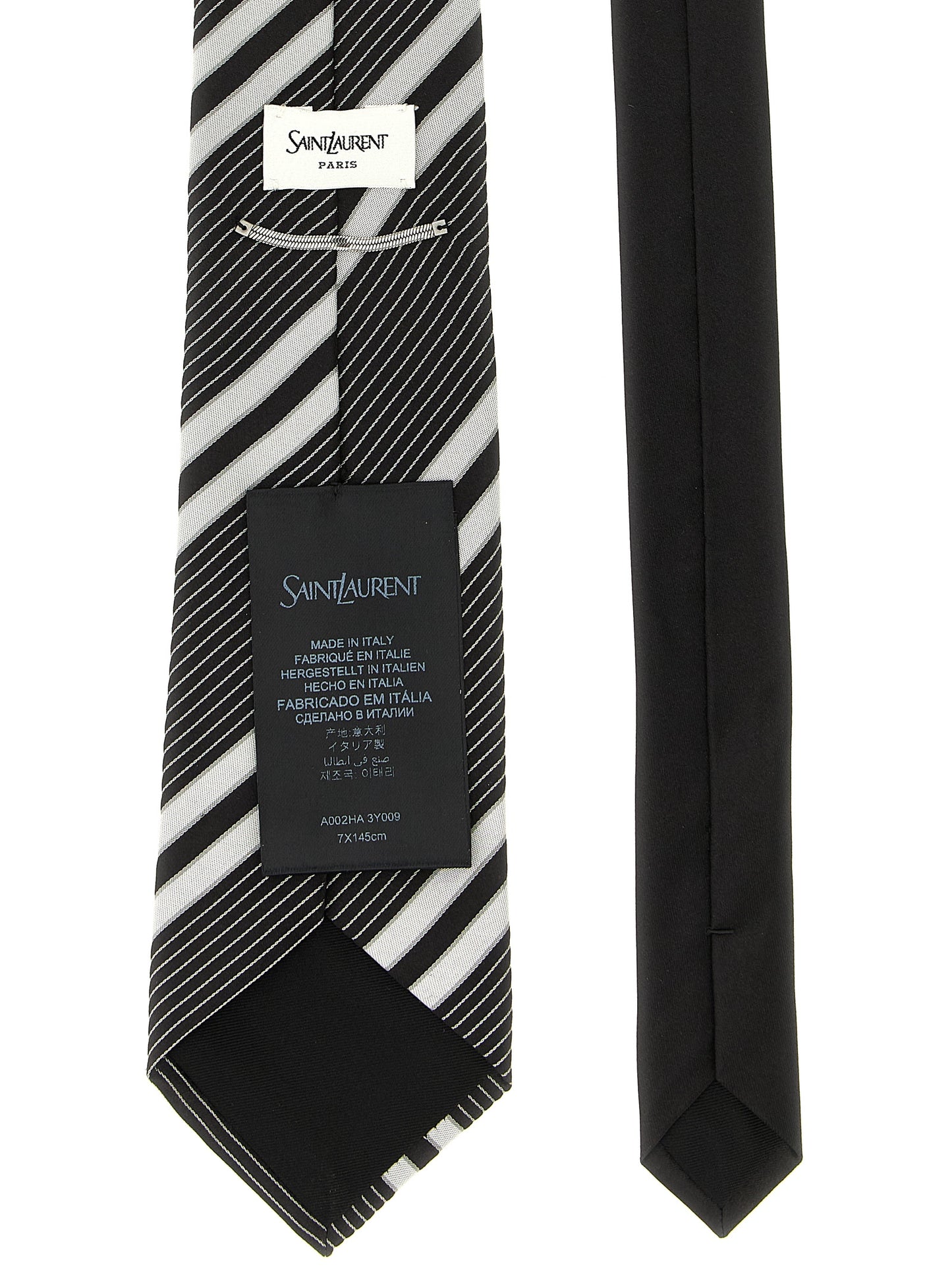 Saint Laurent Corbata Bicolor De Seda Jacqué Diagonal