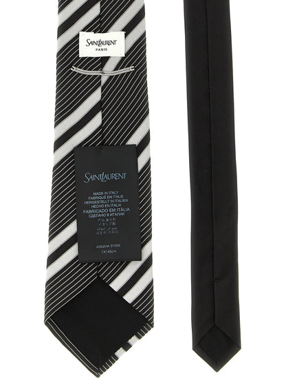 Saint Laurent Corbata Bicolor De Seda Jacqué Diagonal