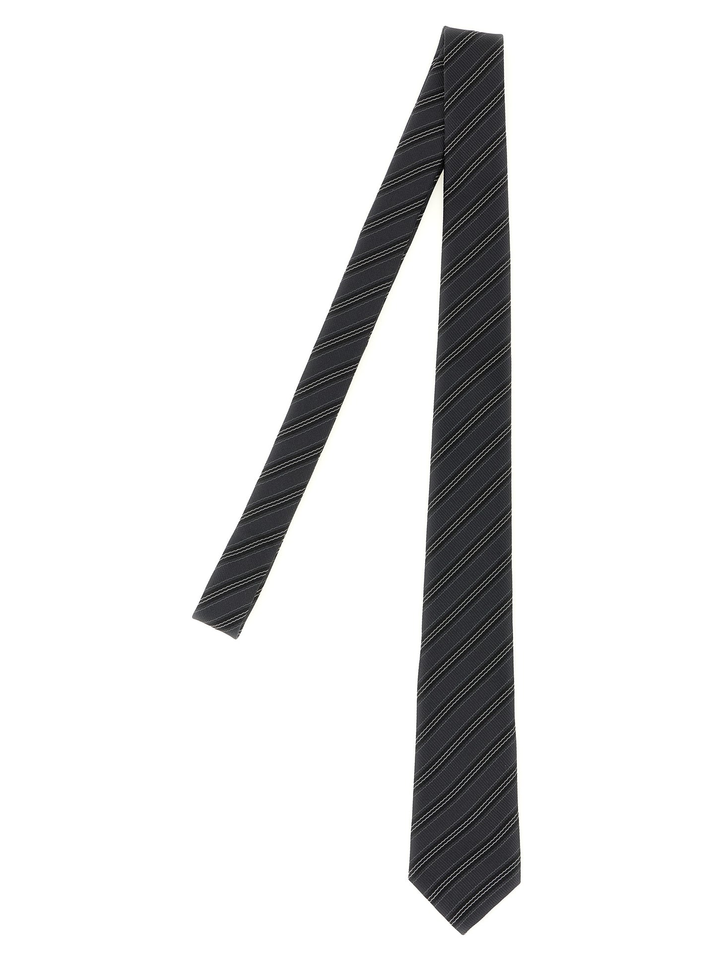 Saint Laurent Gray Diagonal Stripe Silk Tie