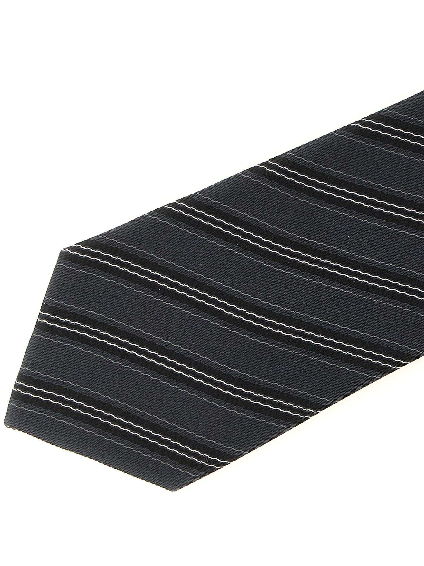 Saint Laurent Gray Diagonal Stripe Silk Tie