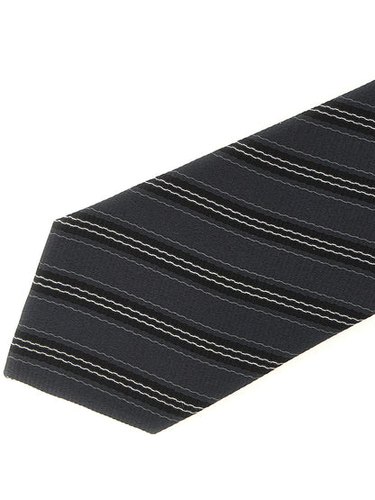 Saint Laurent Gray Diagonal Stripe Silk Tie