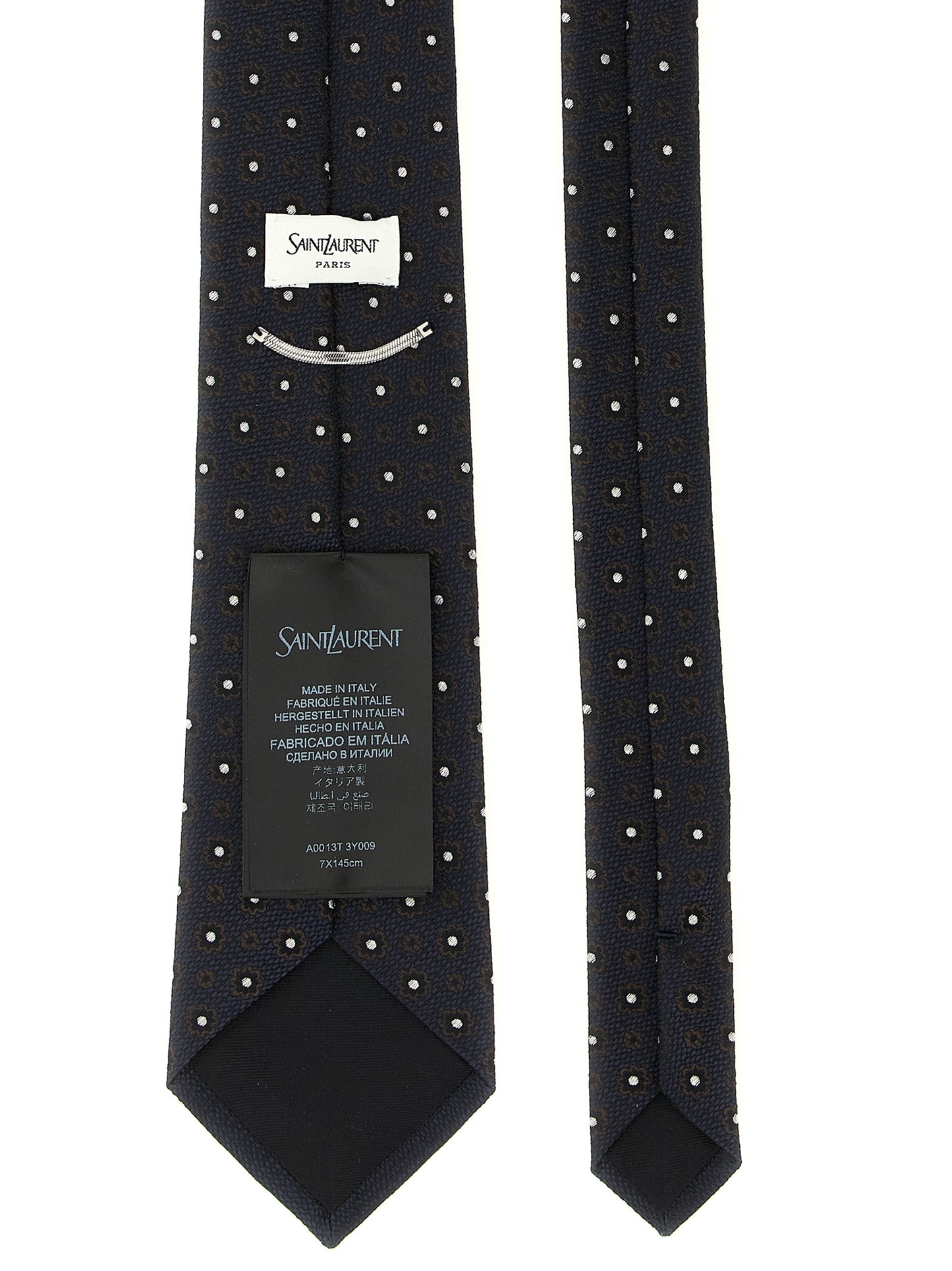Corbata Saint Laurent De Seda Azul Corte Slim Fit