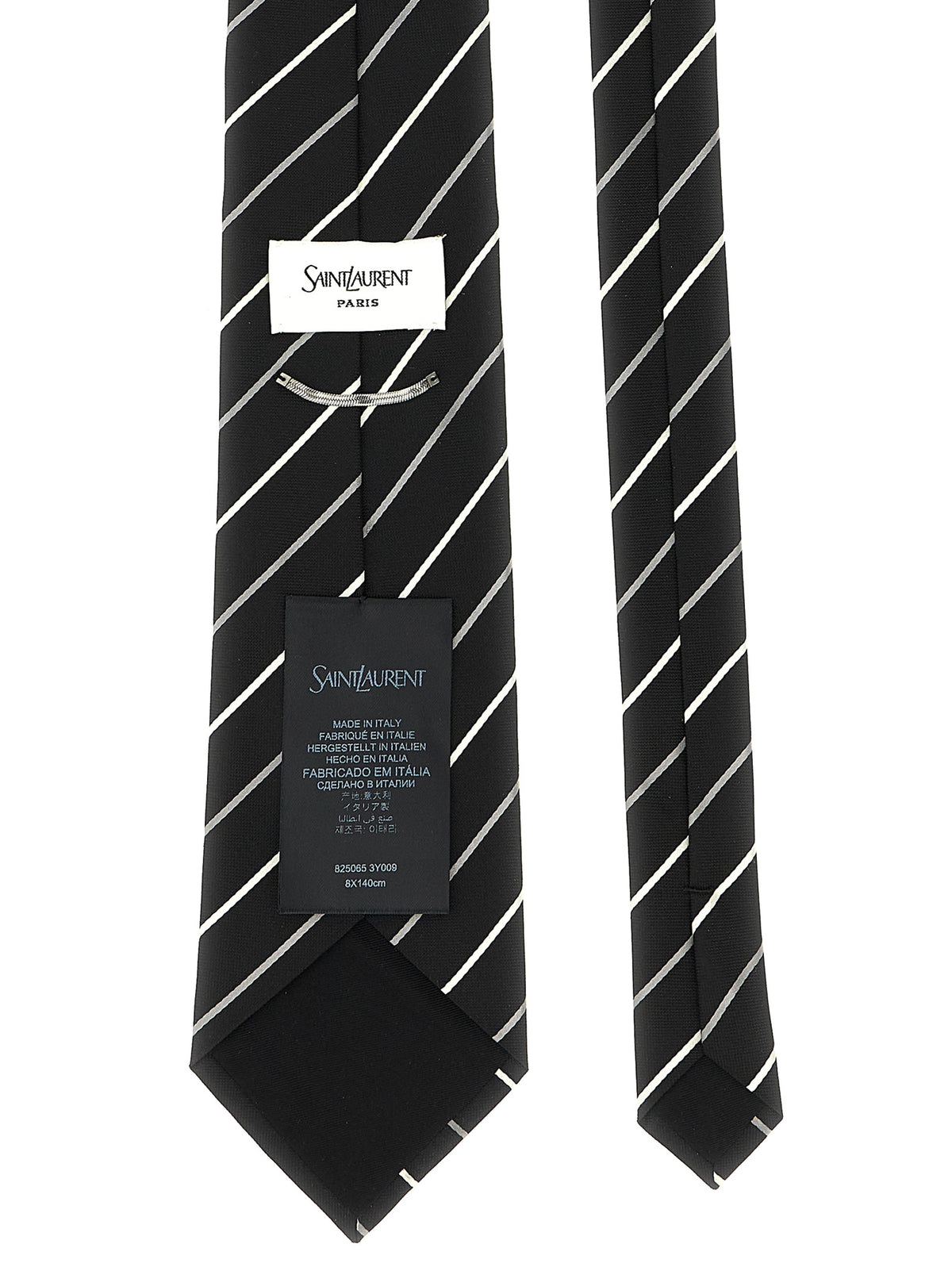 Corbata De Seda Negra Saint Laurent Diseño Moderno
