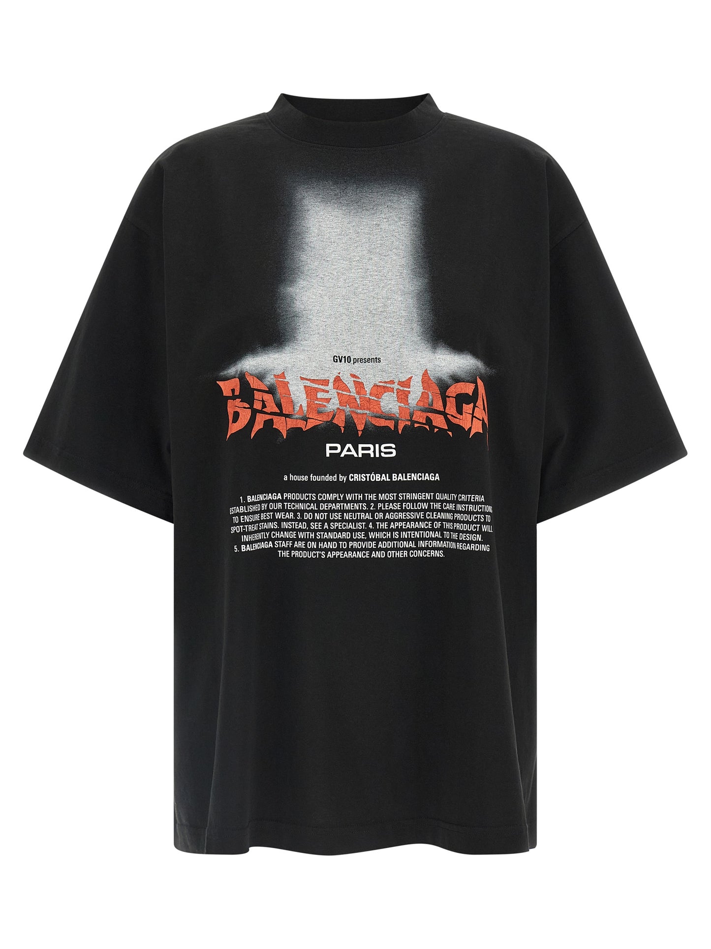 Camiseta De Algodón Negro Diseño Minimalista Balenciaga