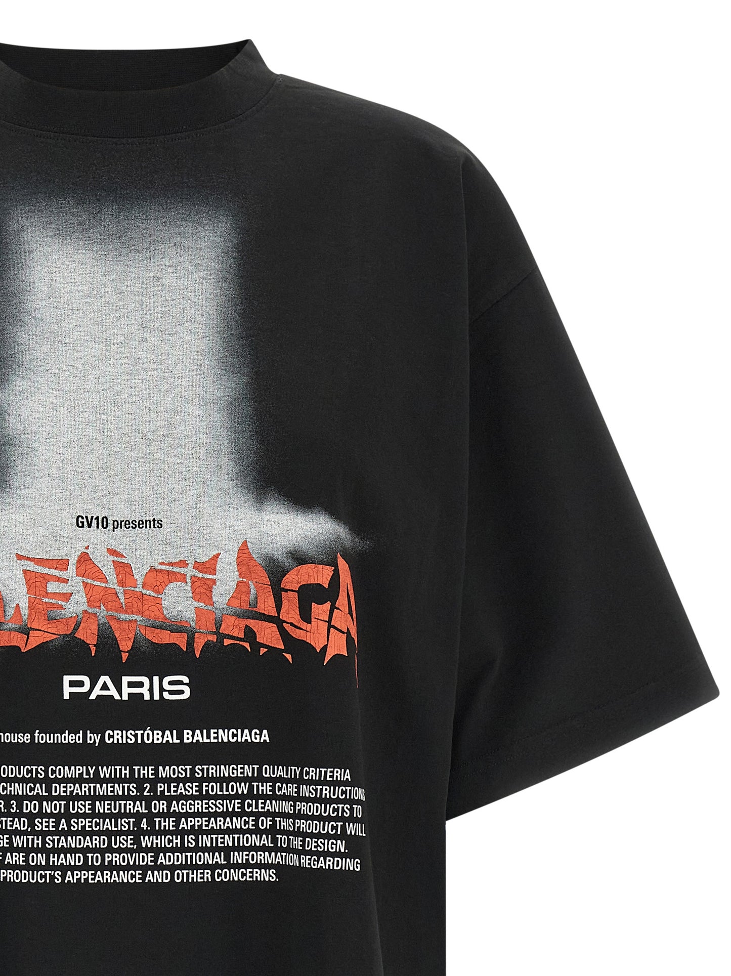 Camiseta De Algodón Negro Diseño Minimalista Balenciaga