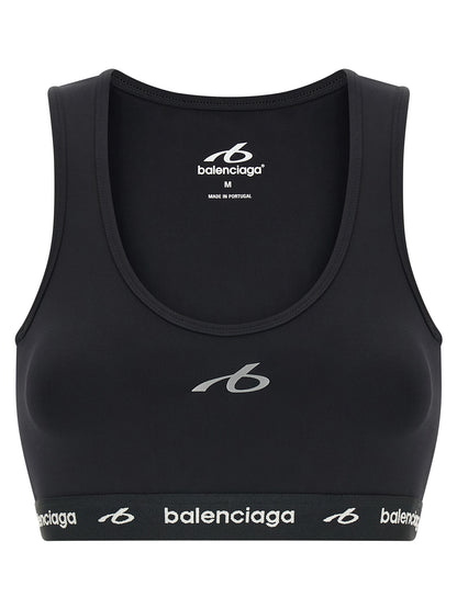 Sujetador Deportivo Balenciaga Negro en Poliamida y Ajuste Segunda Piel