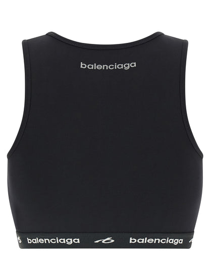 Sujetador Deportivo Balenciaga Negro en Poliamida y Ajuste Segunda Piel