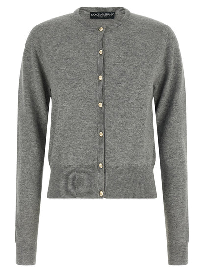 Cardigan en Cachemire Gris Chiné Dolce & Gabbana