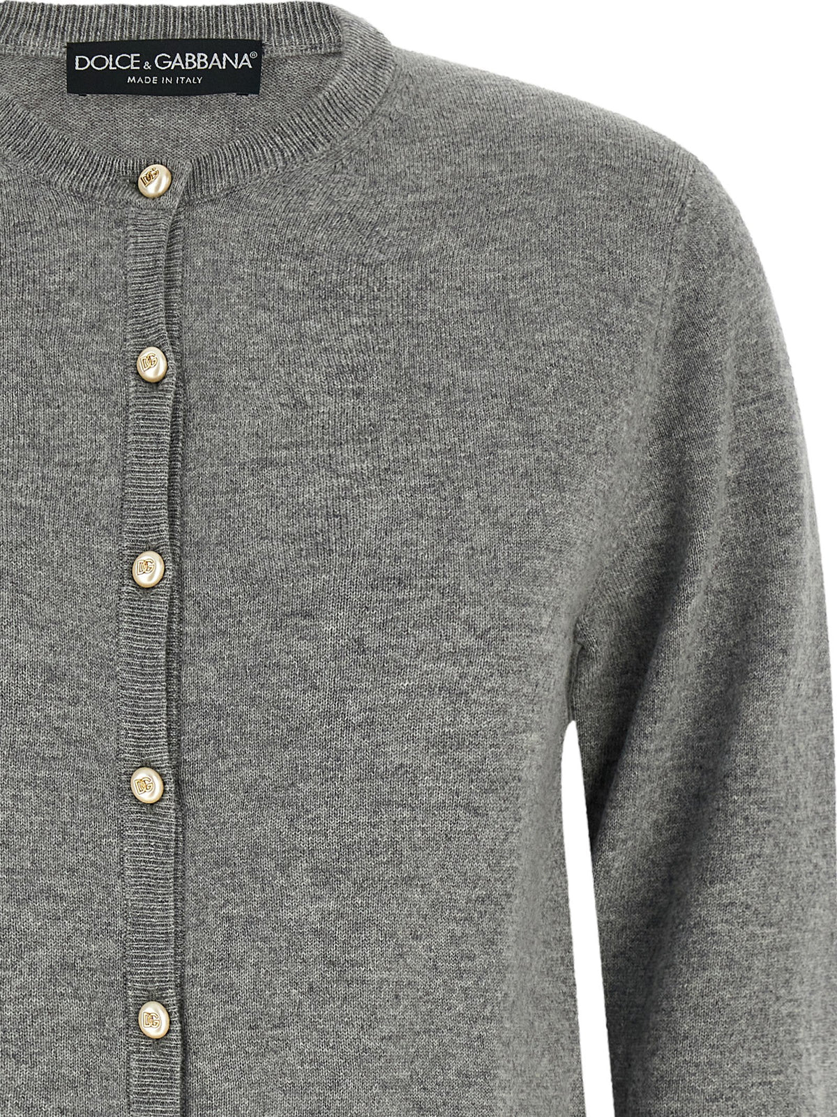 Cardigan en Cachemire Gris Chiné Dolce & Gabbana