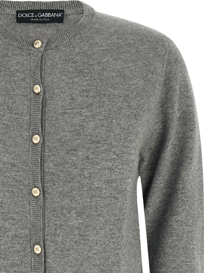 Cardigan en Cachemire Gris Chiné Dolce & Gabbana
