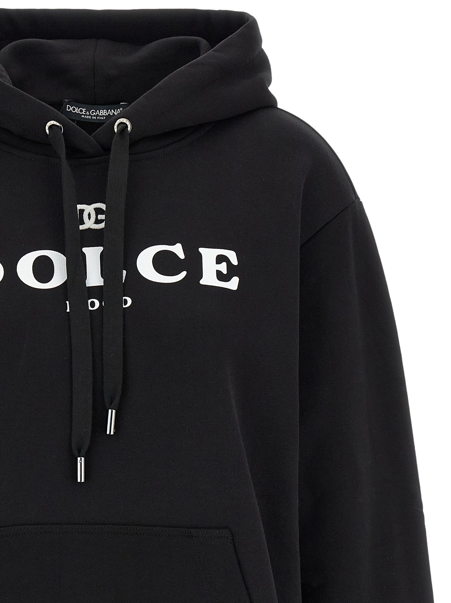 Sudadera Con Capucha De Algodón Negra Dolce & Gabbana