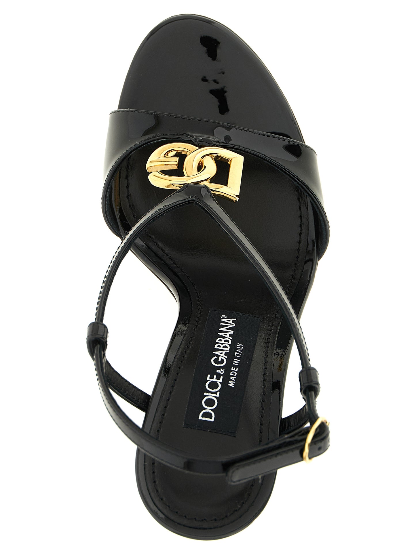 Dolce & Gabbana Sandalias de Piel de Becerro Negra con Tacón Aguja