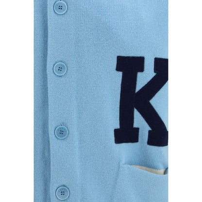 Cardigan Kenzo style bomber en laine mérinos bleu Ovis Aries