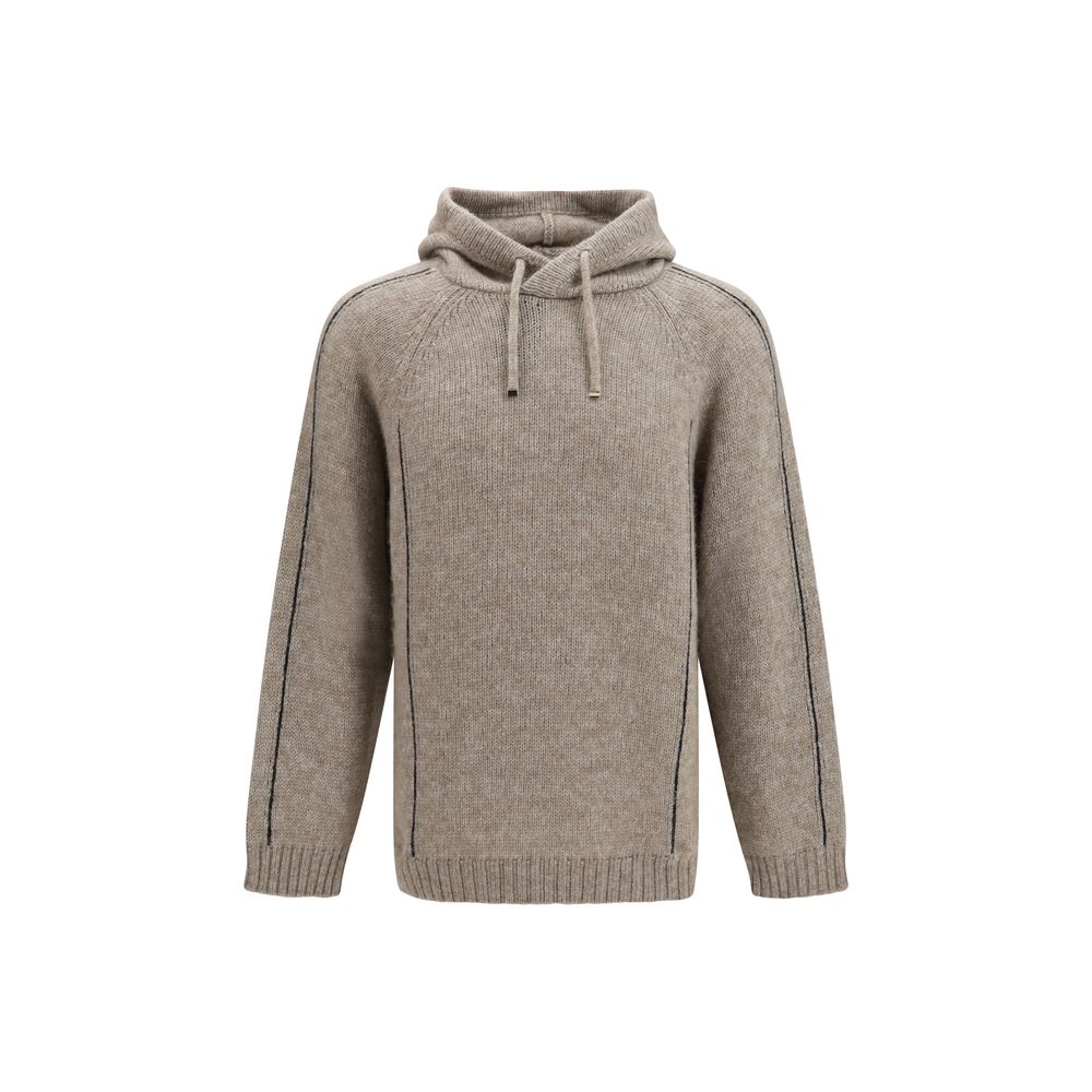 Sudadera Con Capucha De Alpaca Beige Giorgio Armani