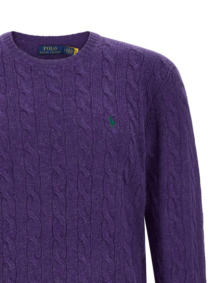Polo Ralph Lauren Cárdigan De Lana Morado Con Manga Larga