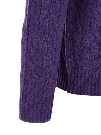 Polo Ralph Lauren Cárdigan De Lana Morado Con Manga Larga