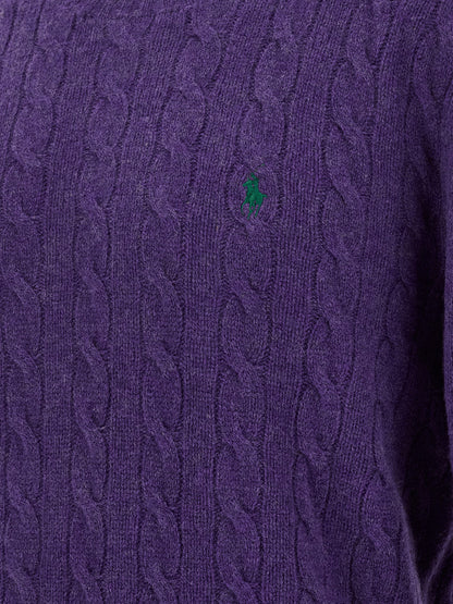Polo Ralph Lauren Cárdigan De Lana Morado Con Manga Larga