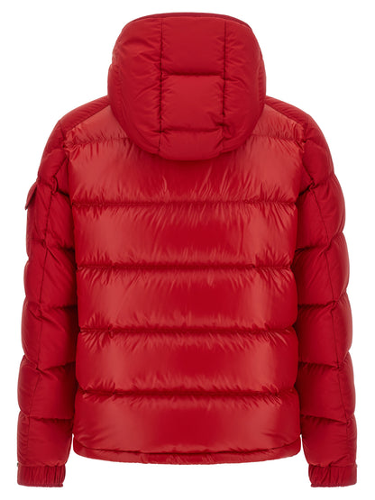 Manteau long en polyester rouge Moncler Collection Maya