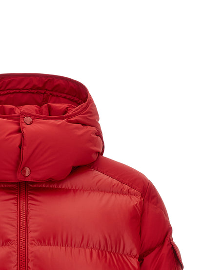 Manteau long en polyester rouge Moncler Collection Maya