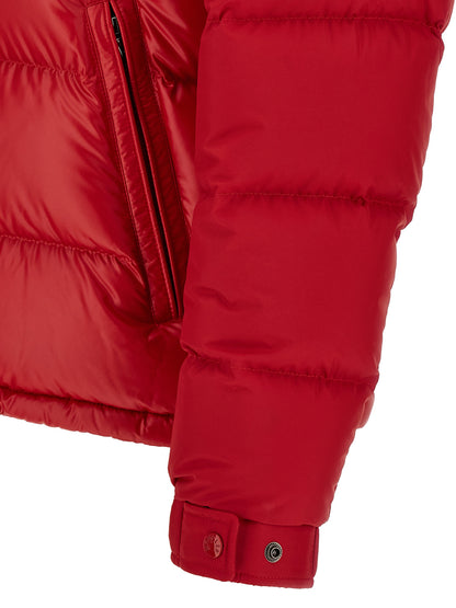 Manteau long en polyester rouge Moncler Collection Maya