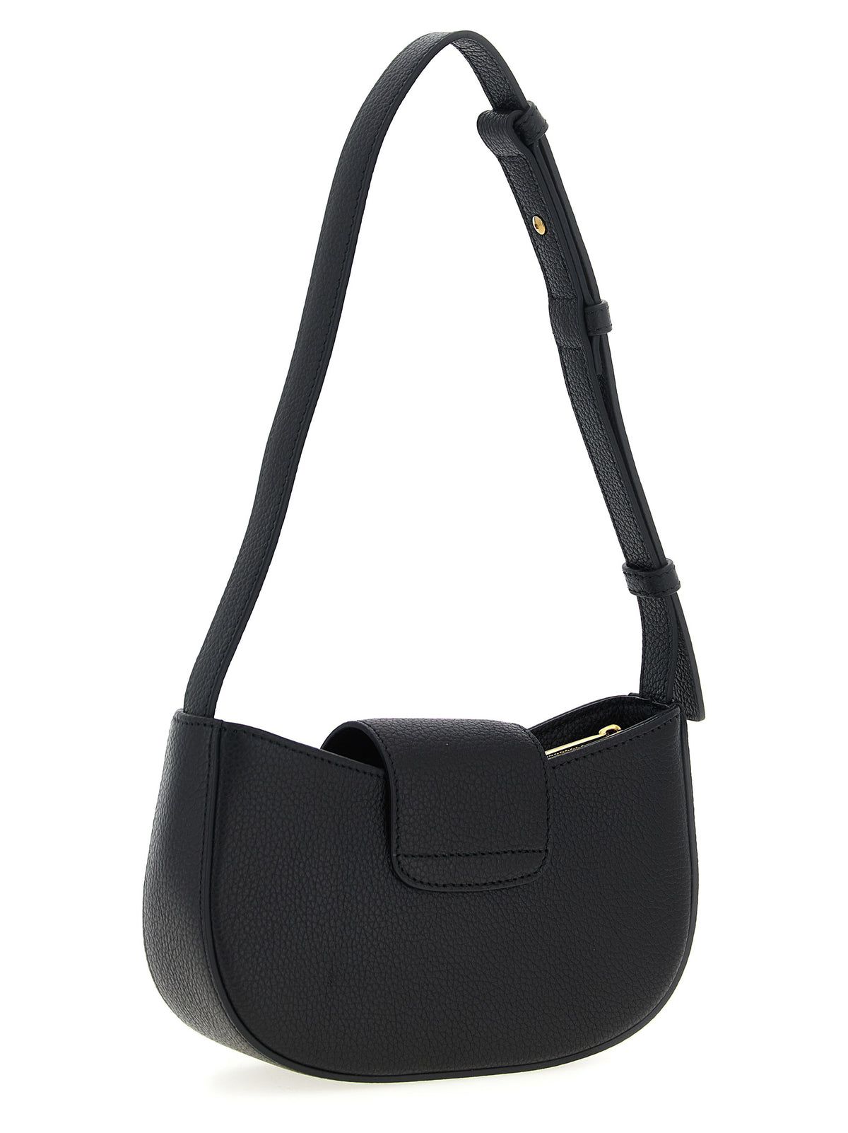 Ferragamo Gabry Hammered Leather Shoulder Bag in Black