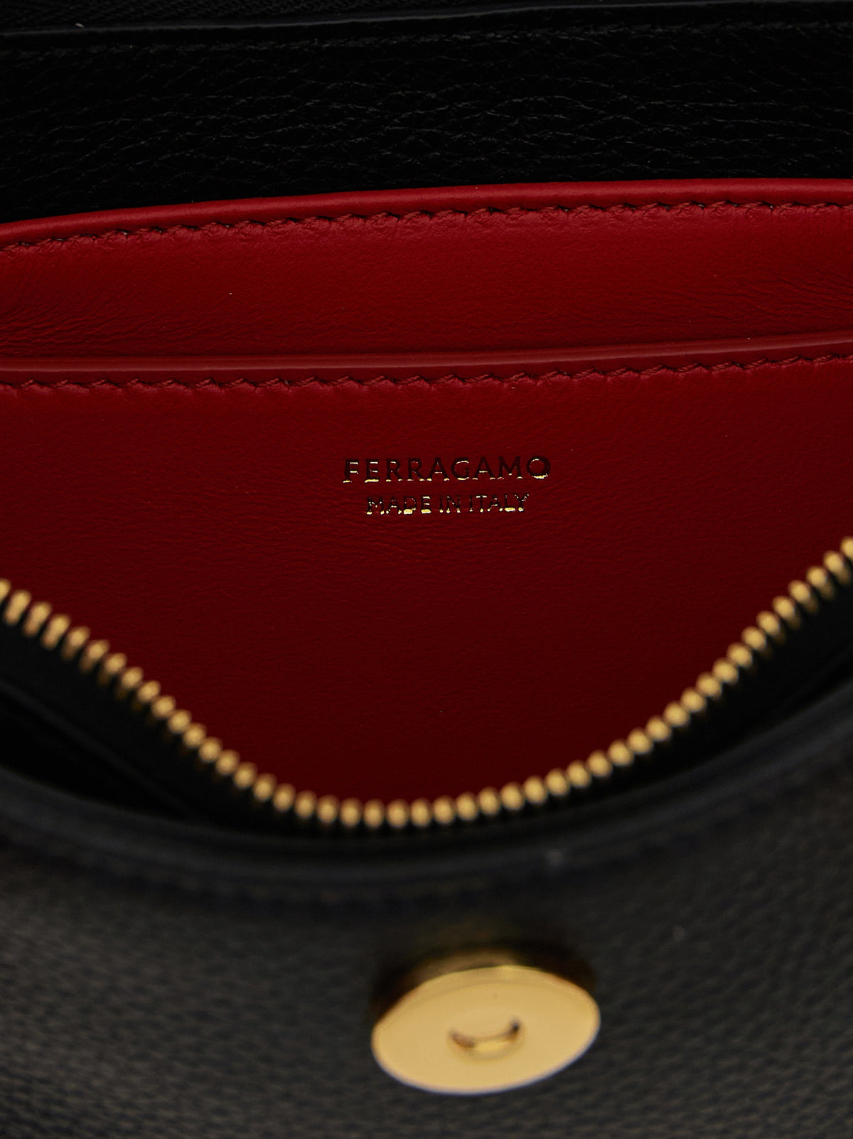 Ferragamo Gabry Hammered Leather Shoulder Bag in Black