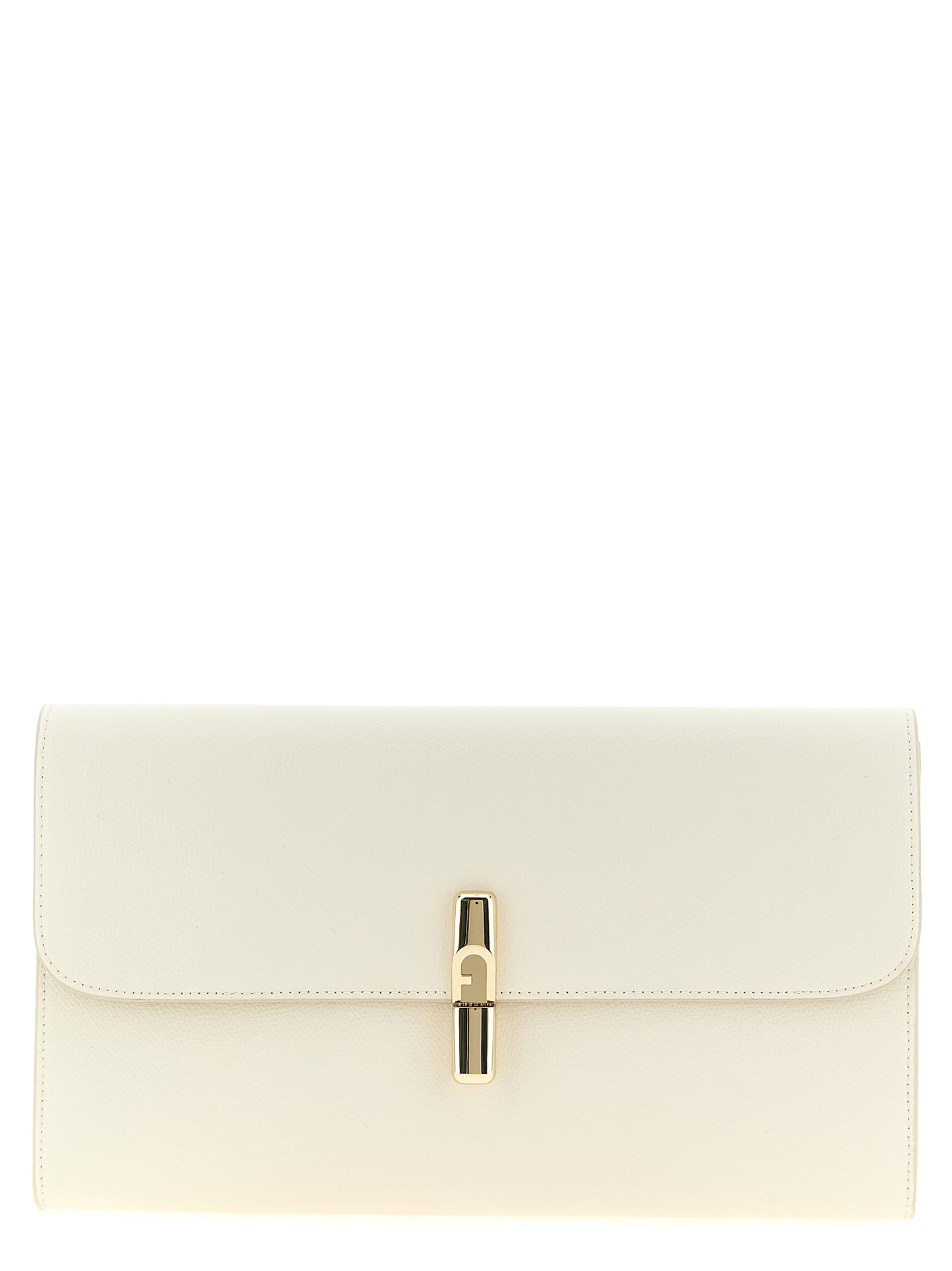 Cartera De Mano Clutch Blanca De Cuero De Becerro Furla Iride