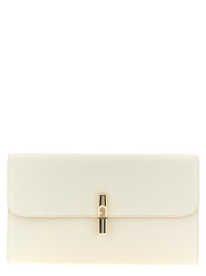 Cartera De Mano Clutch Blanca De Cuero De Becerro Furla Iride