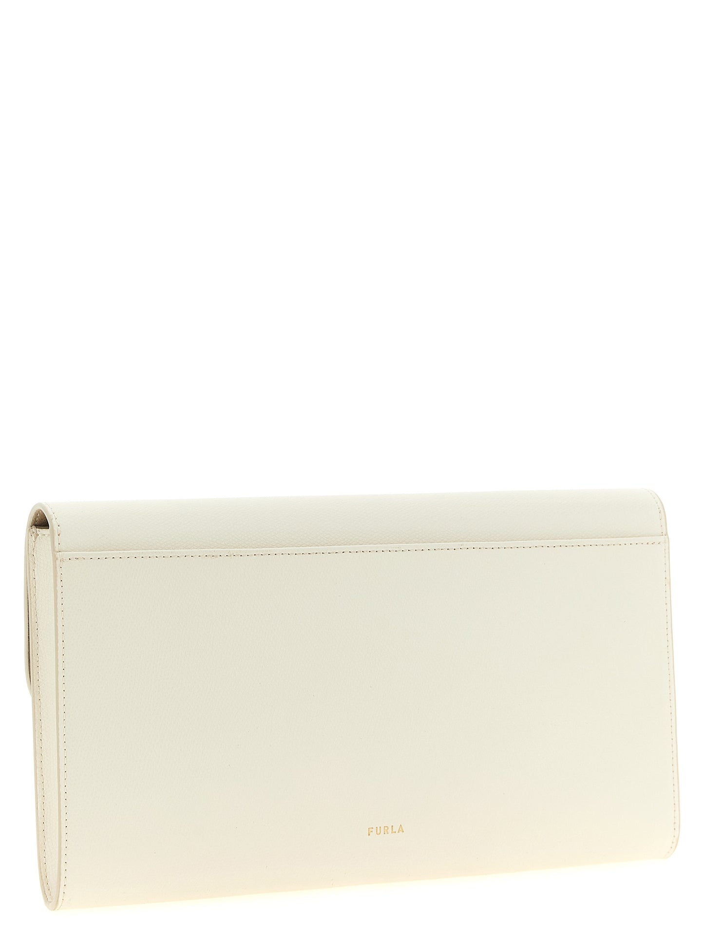 Cartera De Mano Clutch Blanca De Cuero De Becerro Furla Iride