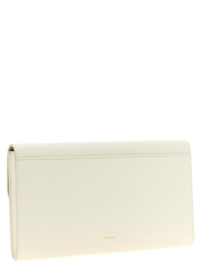 Cartera De Mano Clutch Blanca De Cuero De Becerro Furla Iride