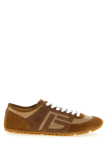 Balmain Calfskin Racer Sneakers Brown