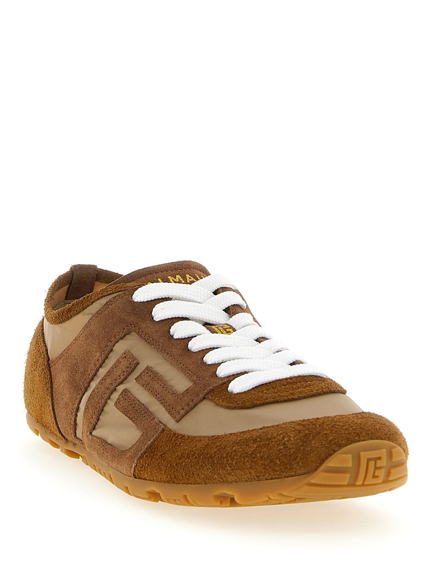 Balmain Calfskin Racer Sneakers Brown