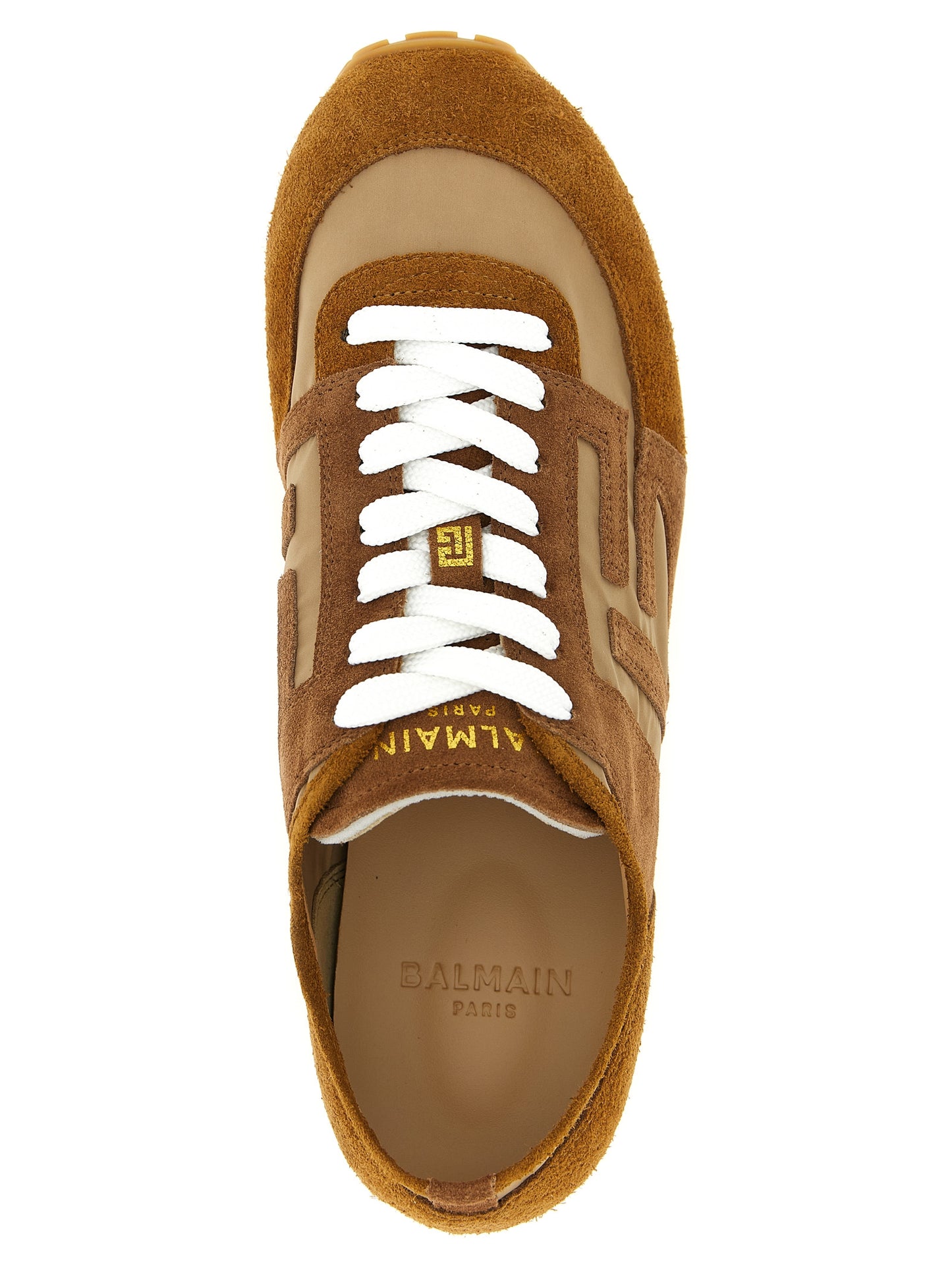 Balmain Calfskin Racer Sneakers Brown