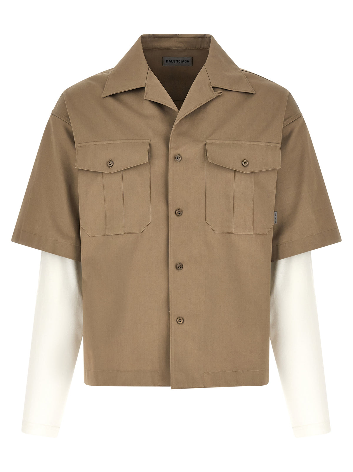 Balenciaga Blusa De Algodón Beige Diseño Bicapa Equilibrado