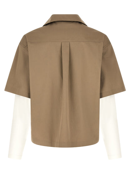 Balenciaga Blusa De Algodón Beige Diseño Bicapa Equilibrado