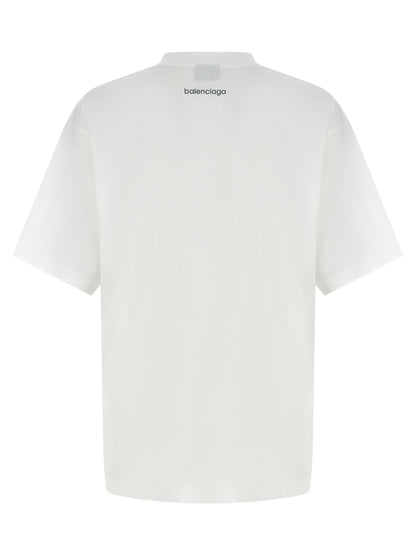 T-shirt en coton blanc Balenciaga avec des coupes précises