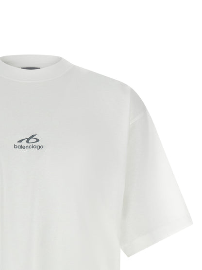 T-shirt en coton blanc Balenciaga avec des coupes précises